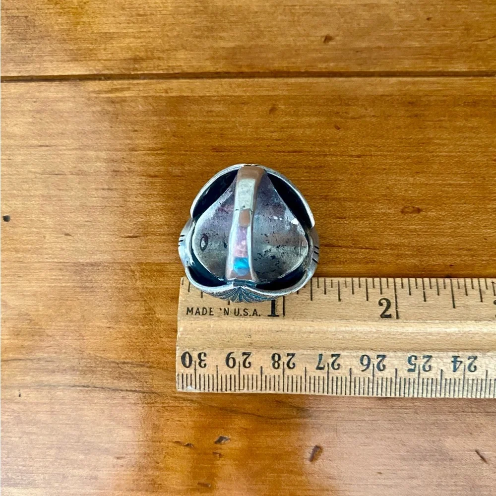 Vintage Native American Sterling Silver Turquoise Ring size 10.5